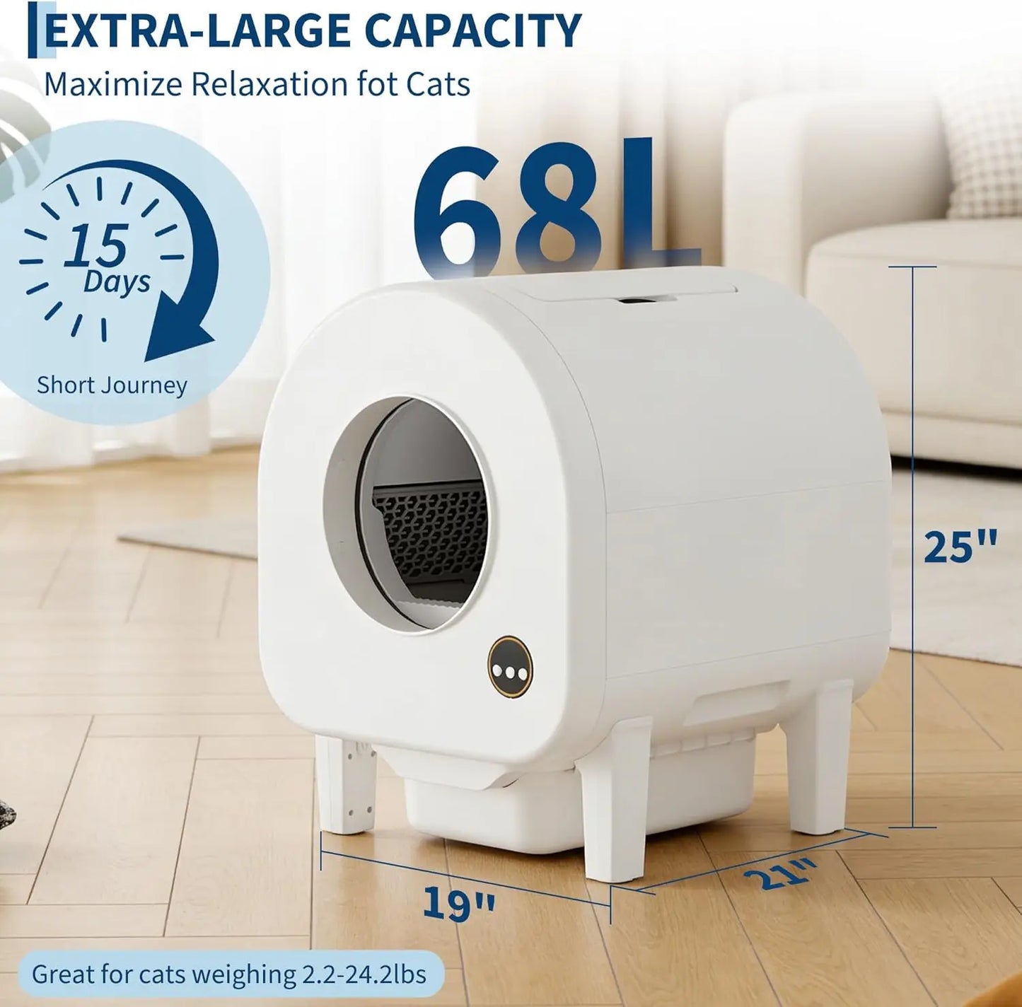 HiMISS WiFi-Enabled Self-Cleaning Litter Box With Infrared Sensors