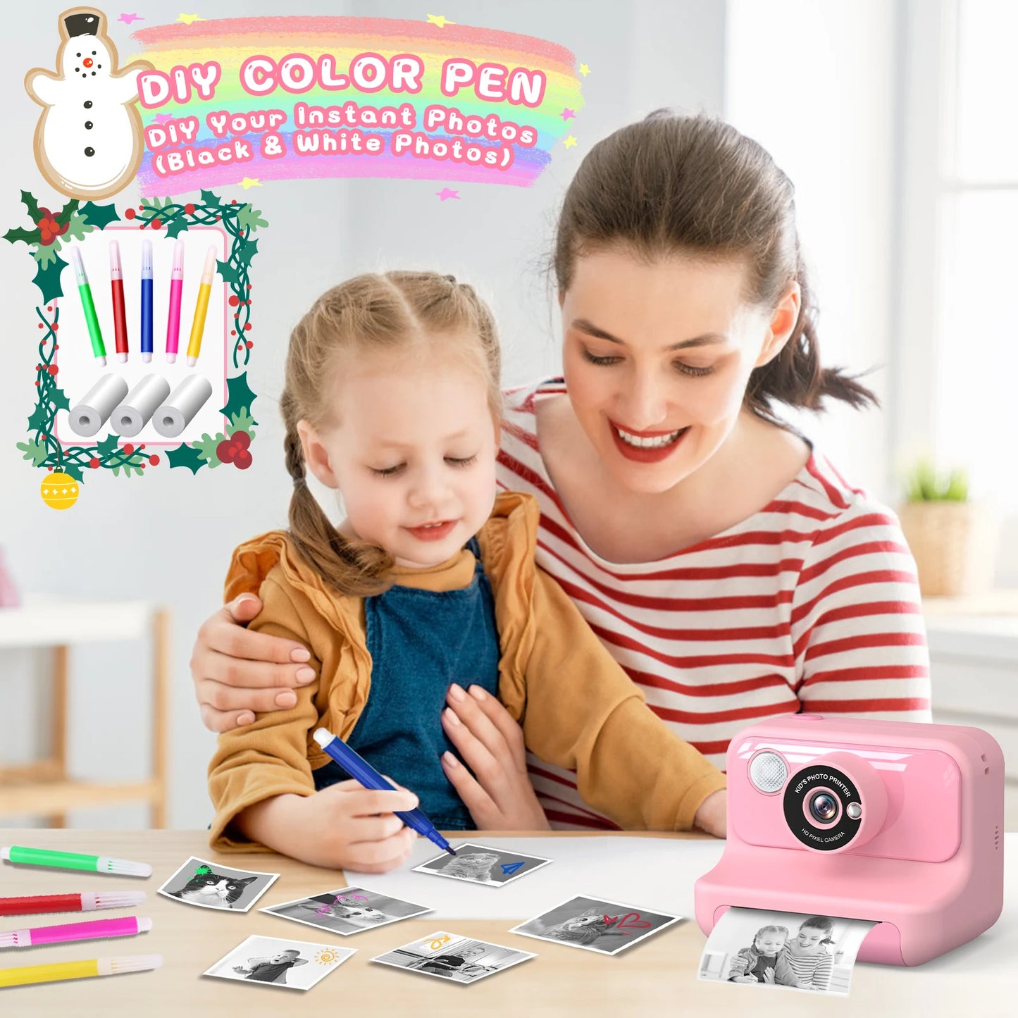 Gofunly Kids Instant Print Camera 1080P Mini Digital Toy