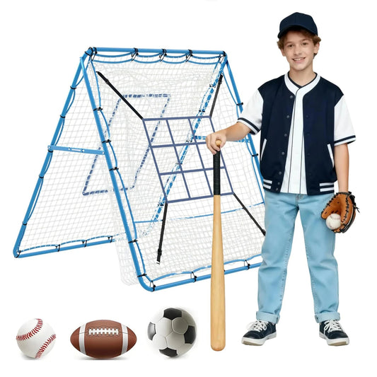 5x4 ft Volleyball Baseball Rebounder Net, Softball Rebounder Pitchback Net,Multi-Sport Training Rebound Net, Adjustable Angles