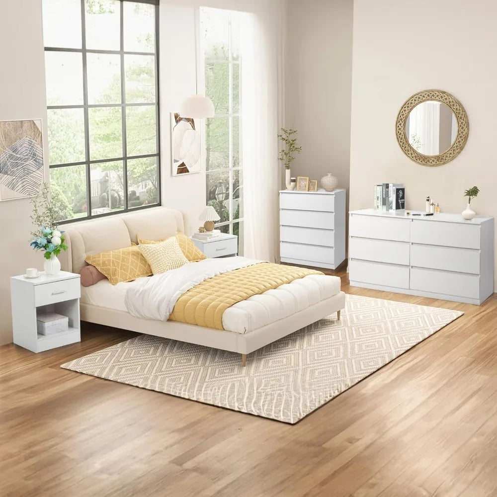 Modern Wood Dresser With Six Drawers And Anti Tipping Device