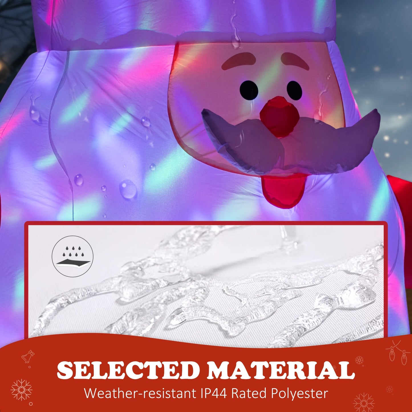 6' Inflatable Christmas Santa Claus with Rotating Magic Ball Light, Blow-Up Outdoor Yard Display for Lawn Garden Party