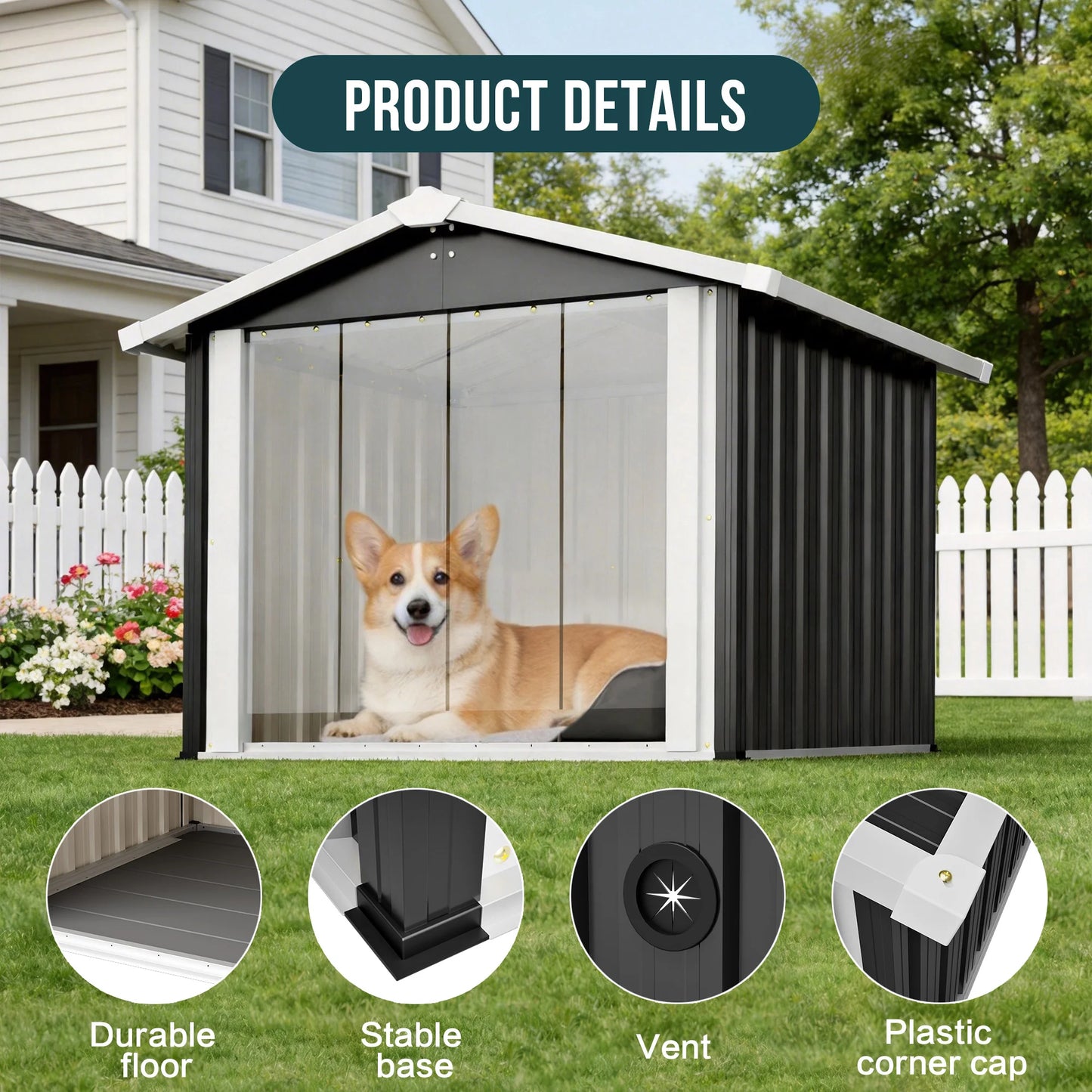 2 In 1 Weatherproof Pet House And Storage Shed Dogs