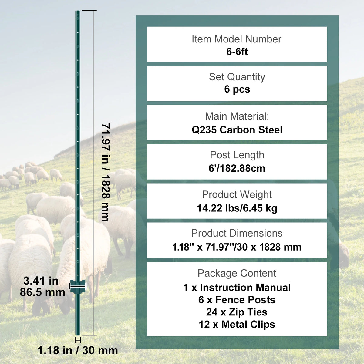 SucceBuy Heavy Duty Steel T-Post Fence Stakes for Outdoor Fencing