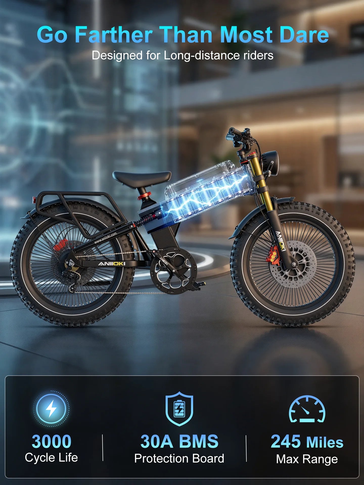 Electric Fat Tire Bike 6000W Dual Motor 60V 70Ah AWD A9 Pro Max
