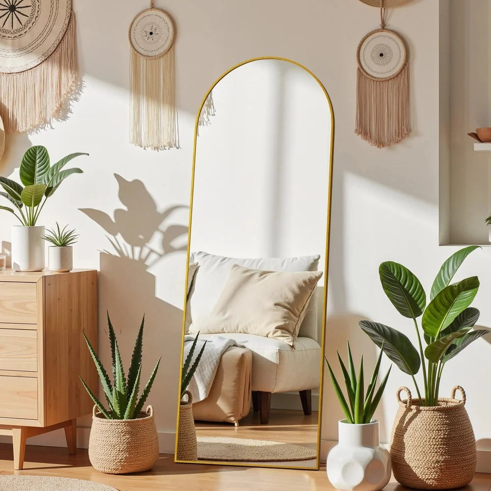 56.2"x21" Arched Full Length Mirror Free-standing Floor Mirror