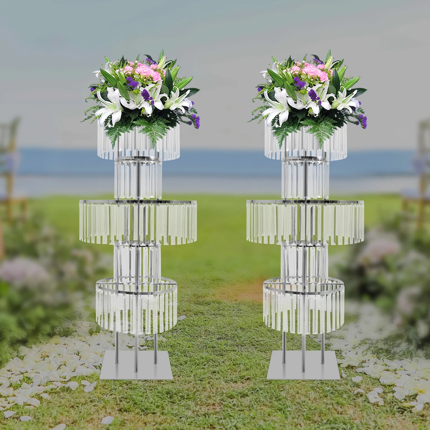 NONECN 5 Tier Crystal Flower Stand Wedding Centerpieces for Events
