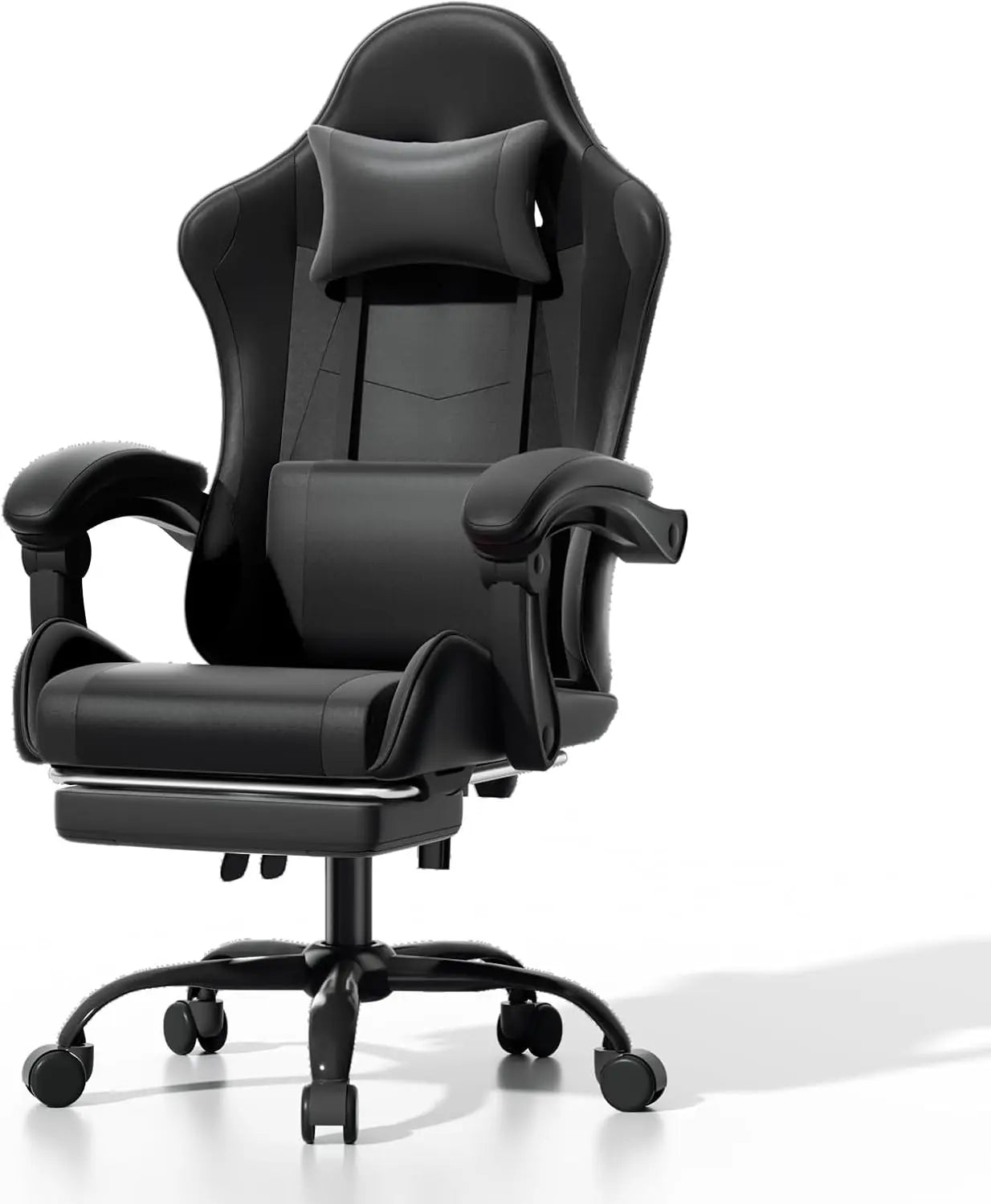 Athena Collection Ergonomic Gaming Chair With Footrest Headrest Lumbar Support