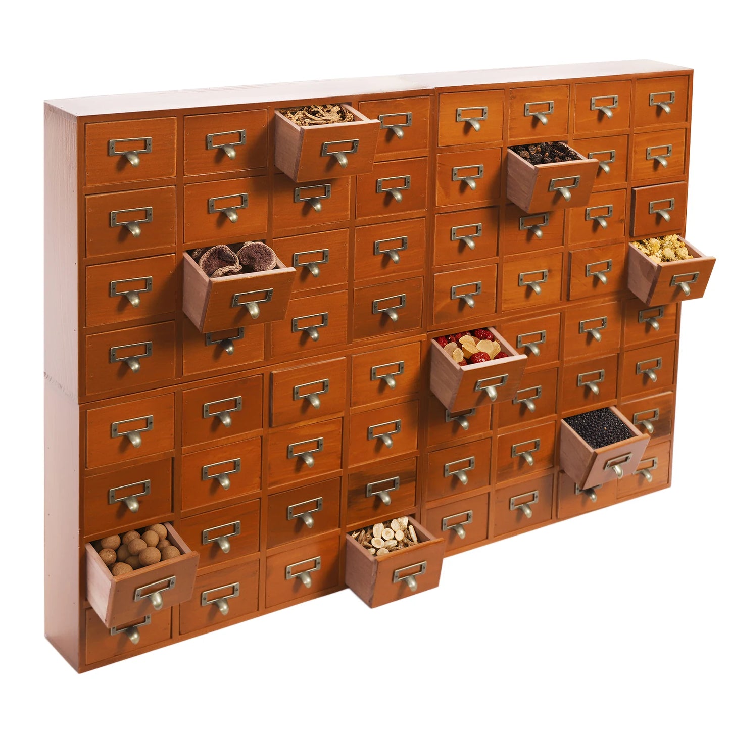 64 Drawer Pine Wood Tabletop Storage Cabinet For Home Office