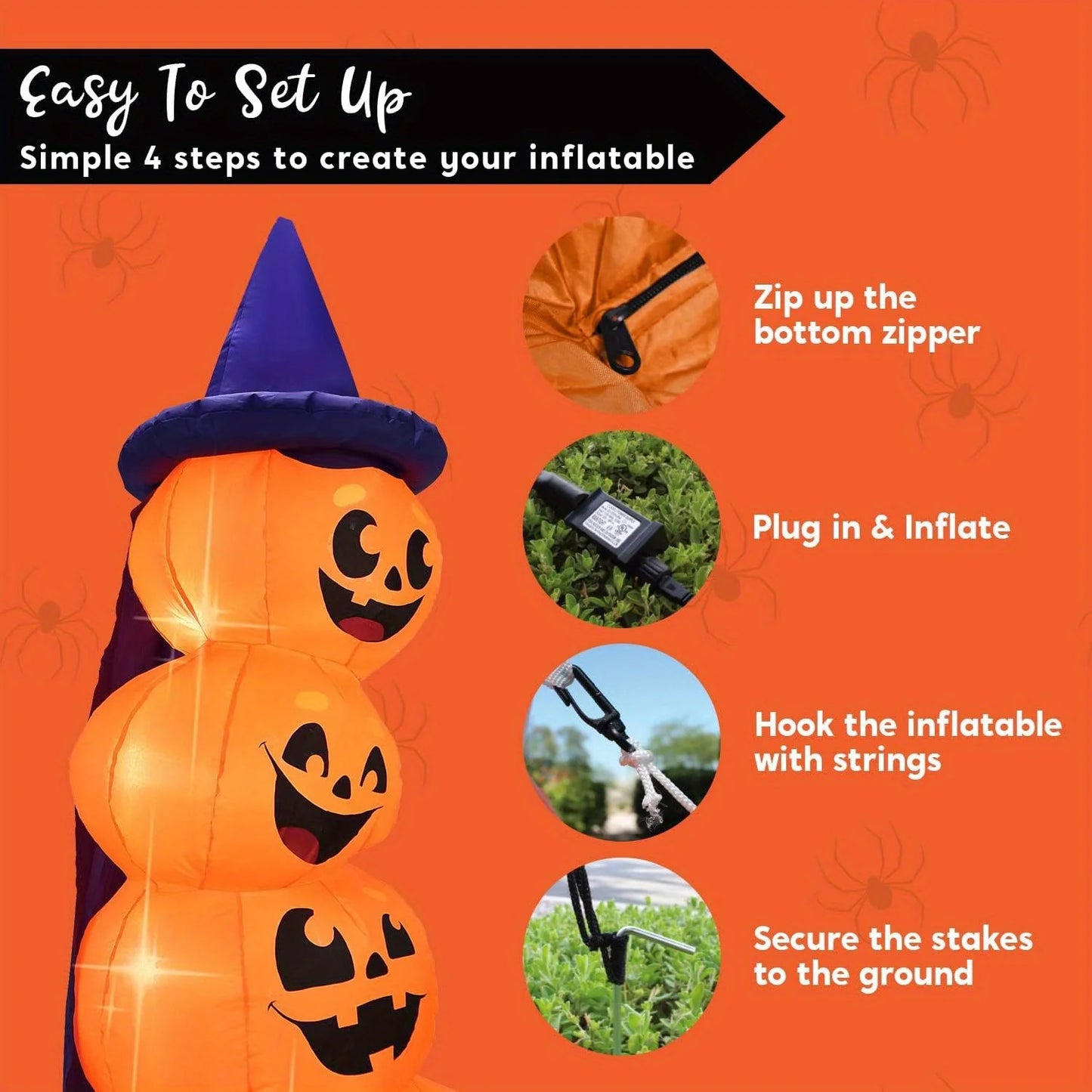 6 FT Halloween Inflatables Outdoor Decorations Blow Up Yard Decorations Inflatable Pumpkins with Witch Hat with Build-in LEDs, Stacked Pumpkins Blow Ups for Yard Halloween Decor Photobooth Props