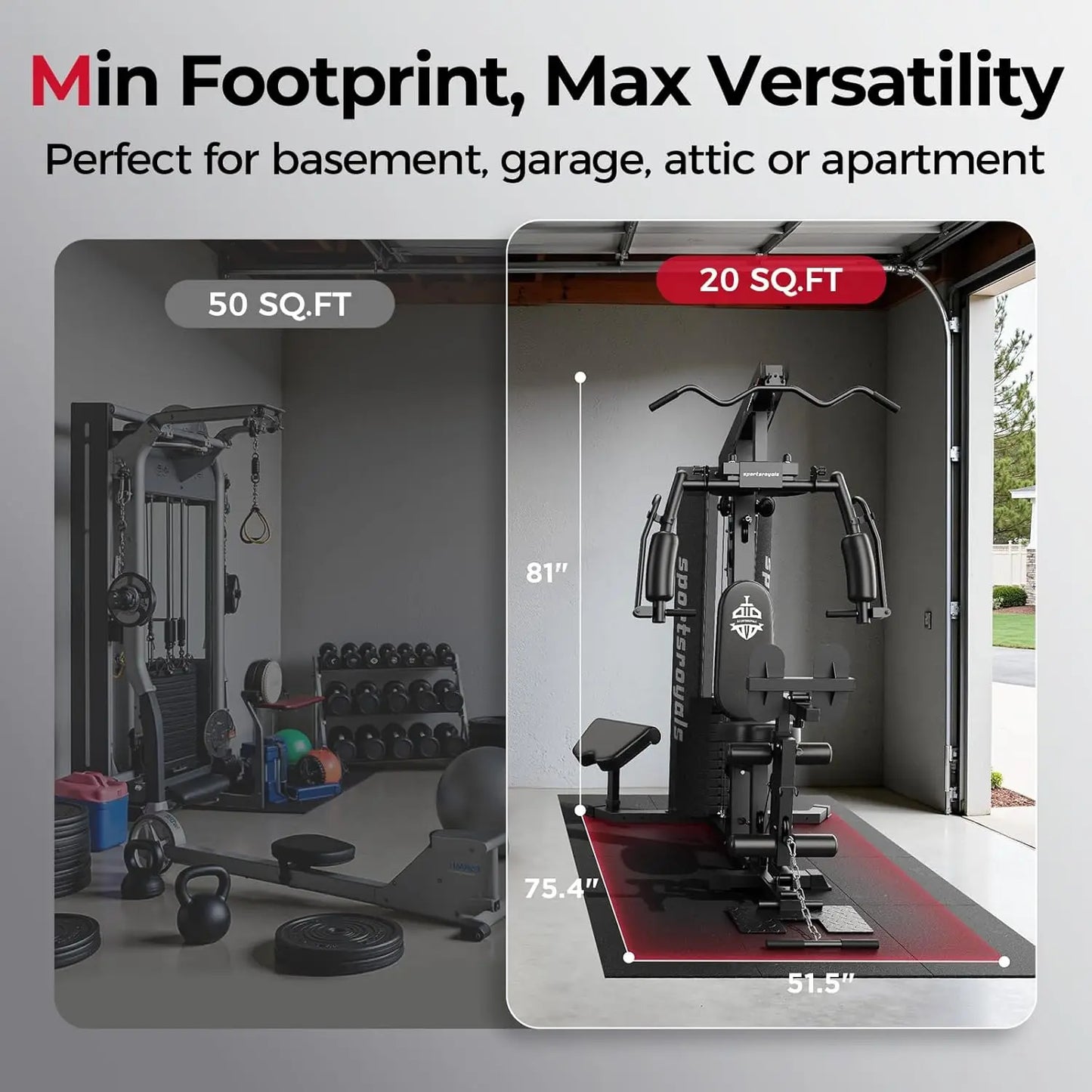 FED Fitness Full Body Home Gym With 150 Lbs Weight Stack Pulley System