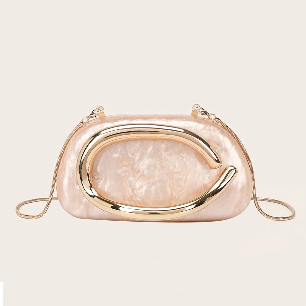 YYW Box Bag Metal Details Crossbody Evening Handbag