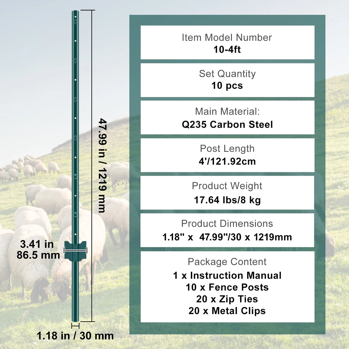 SucceBuy Heavy Duty Steel T-Post Fence Stakes for Outdoor Fencing