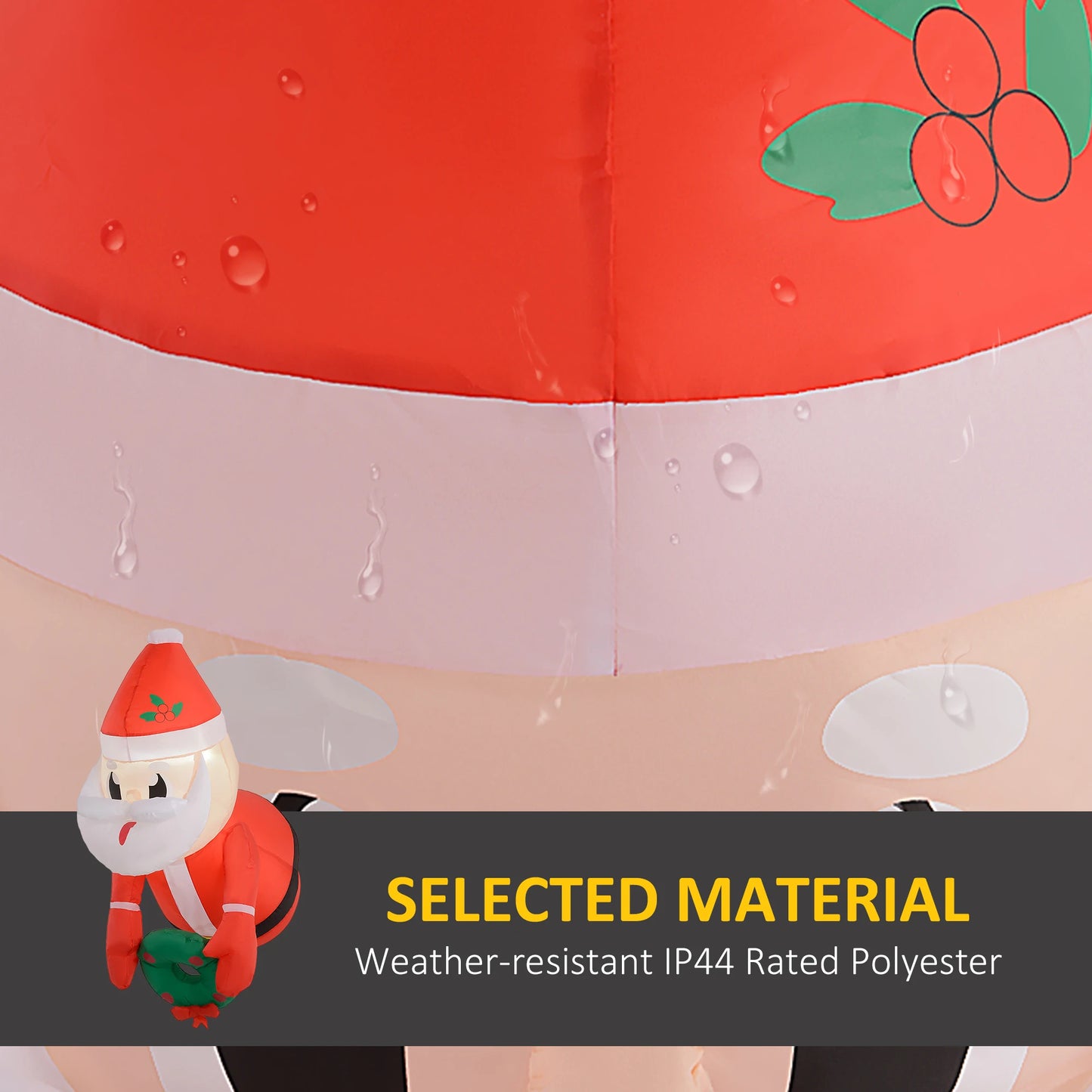 3.4' Christmas Inflatables Hanging Santa Claus Holding Wreath with White LED Lights, Blow-Up Outdoor Christmas Decorations for Lawn Garden Party