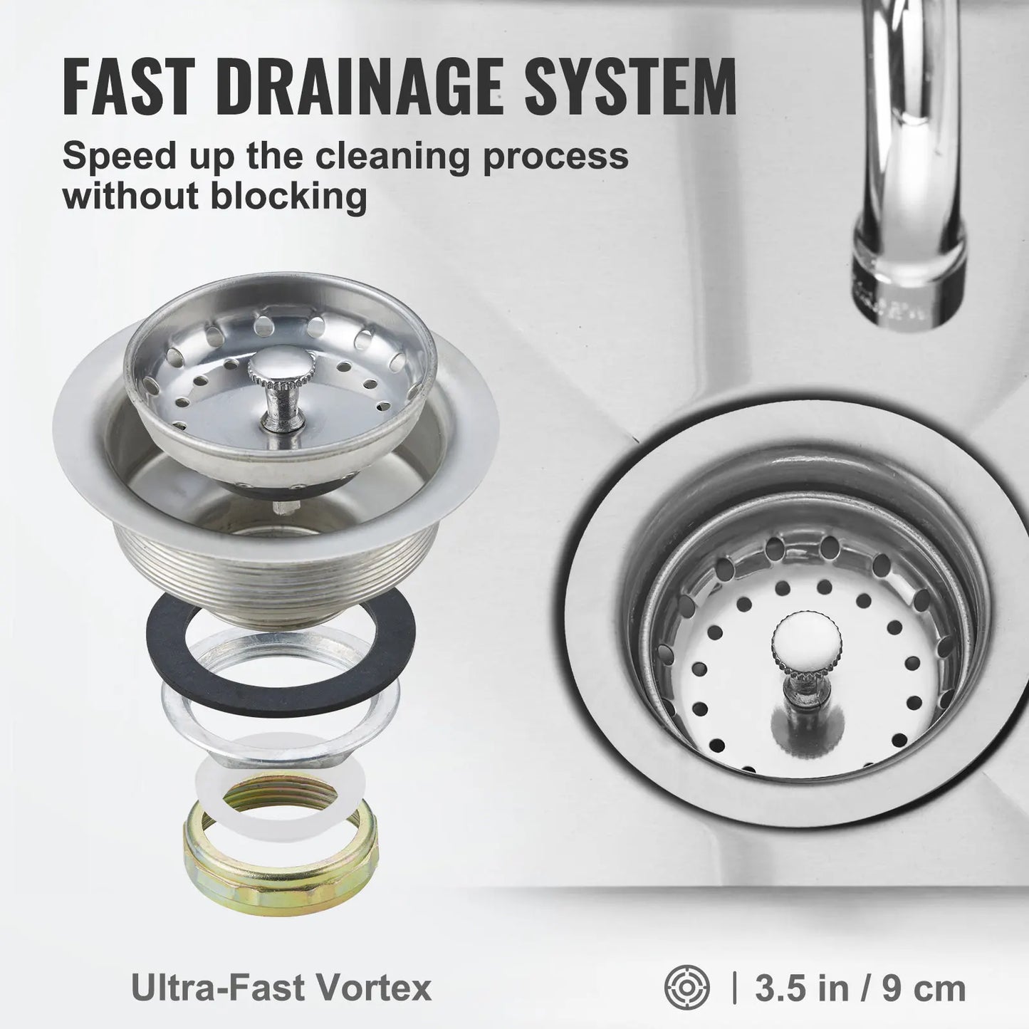 SucceBuy Stainless Steel Kitchen Prep And Utility Sink Single Compartment
