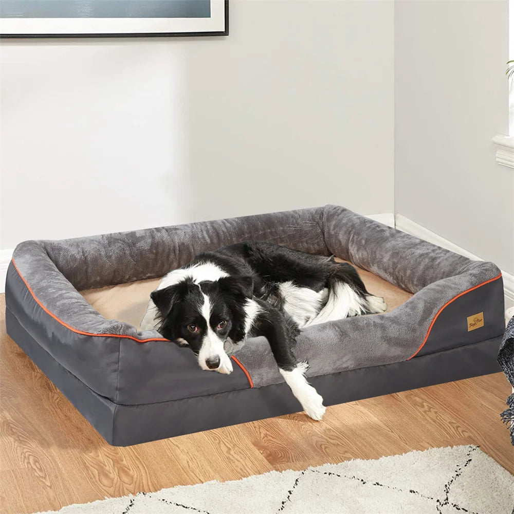 Borwart Orthopedic Memory Foam Dog Bed With Removable Cover