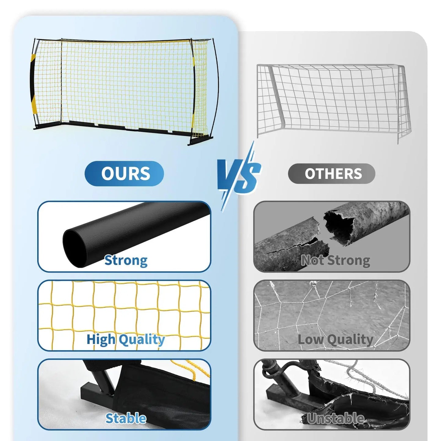 Himiss 12x6ft Heavy Duty Foldable Portable Soccer Goal Net