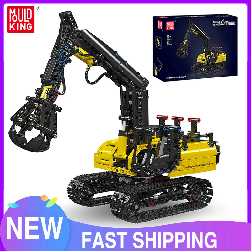 Mould King 17077 Hydraulic Log Grapple Engineering Truck Brick Set