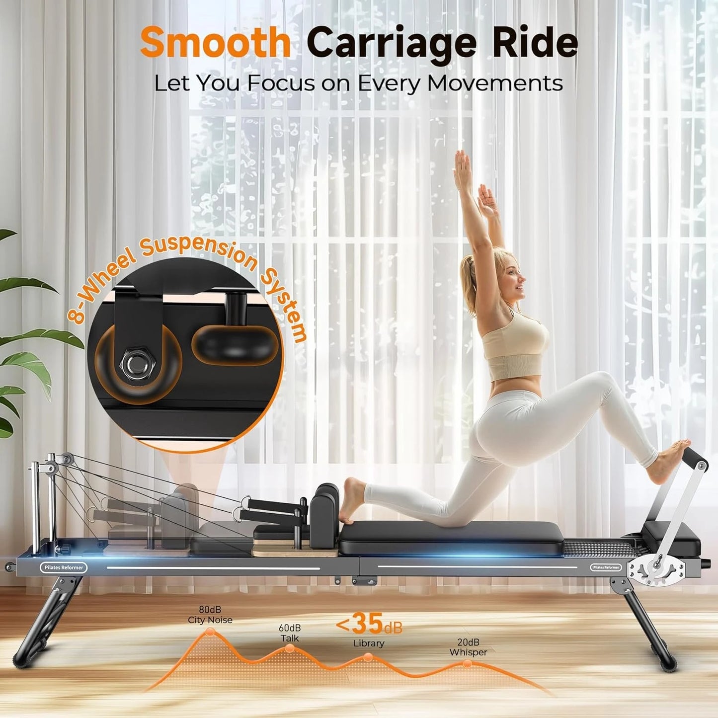 FED Fitness Foldable Pilates Reformer For Home Fitness