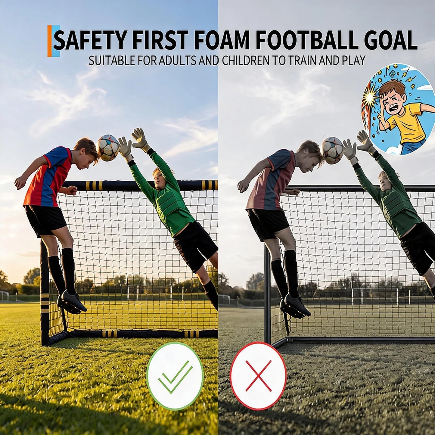 HiMISS Heavy Duty Galvanized Steel Backyard Soccer Goal Set