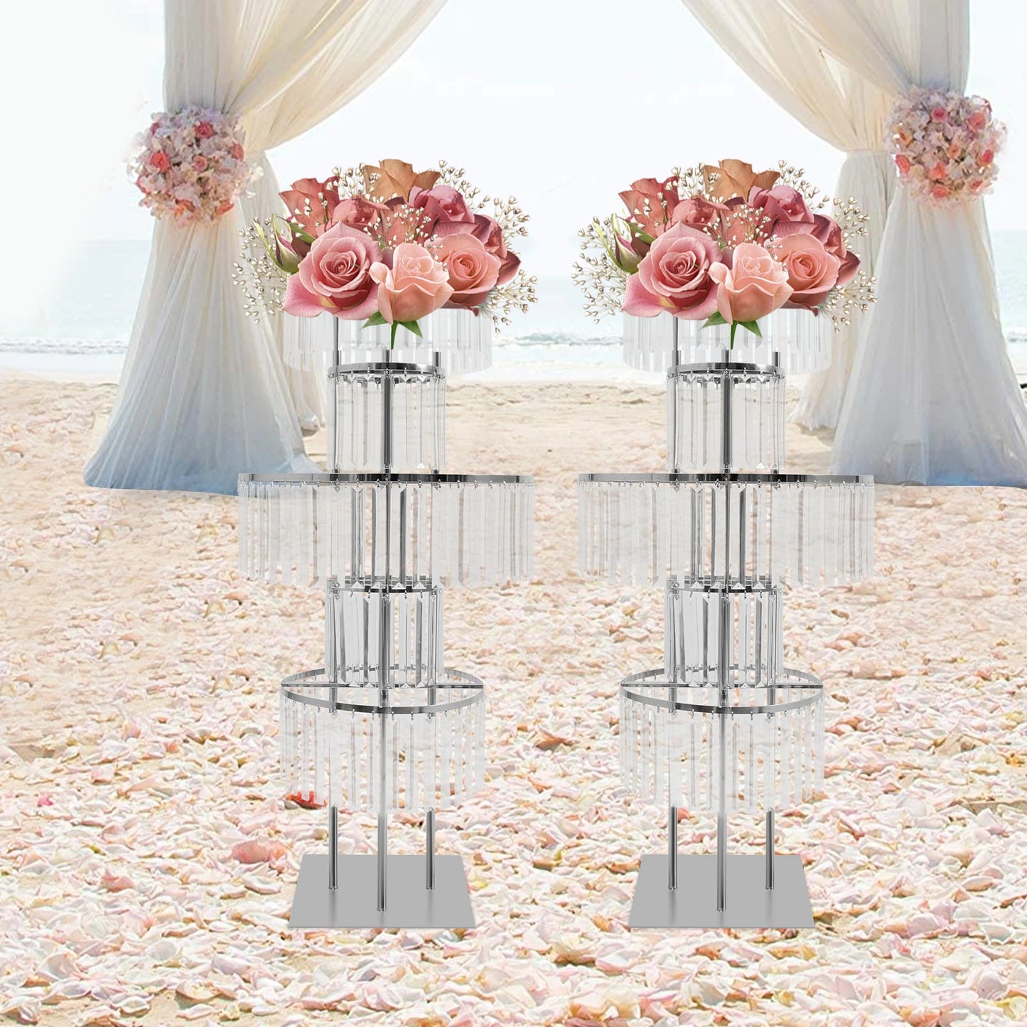 NONECN 5 Tier Crystal Flower Stand Wedding Centerpieces for Events