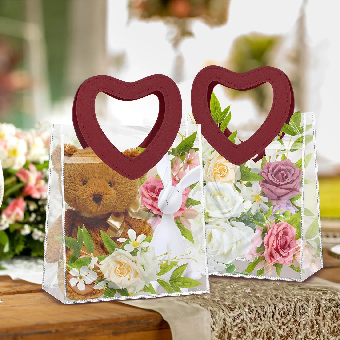 Portable  Pvc Tote Bag  Practical  Wedding  Tote Bag  Heart Ornament  Versatile  Candy Gift Bag  For Wedding Favor