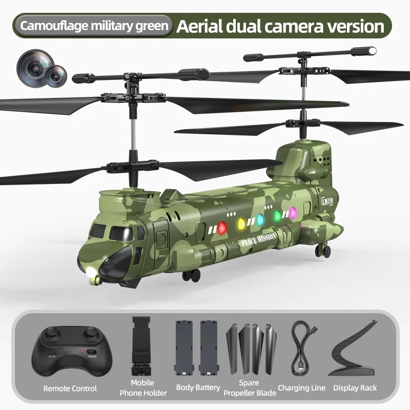 2.4G Remote Control Helicopter RC Aircraft with Camera Hd Aerial Photography LED Lights Airplane Model Toy for Boys Children
