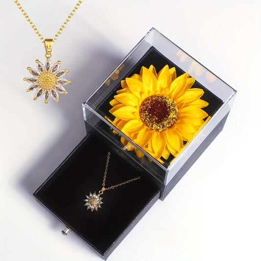 Sunflower Necklace Gift Box Set - Perfect for Valentine's Day, Anniversaries, Mother's Day & More - Ideal for Girlfriend,