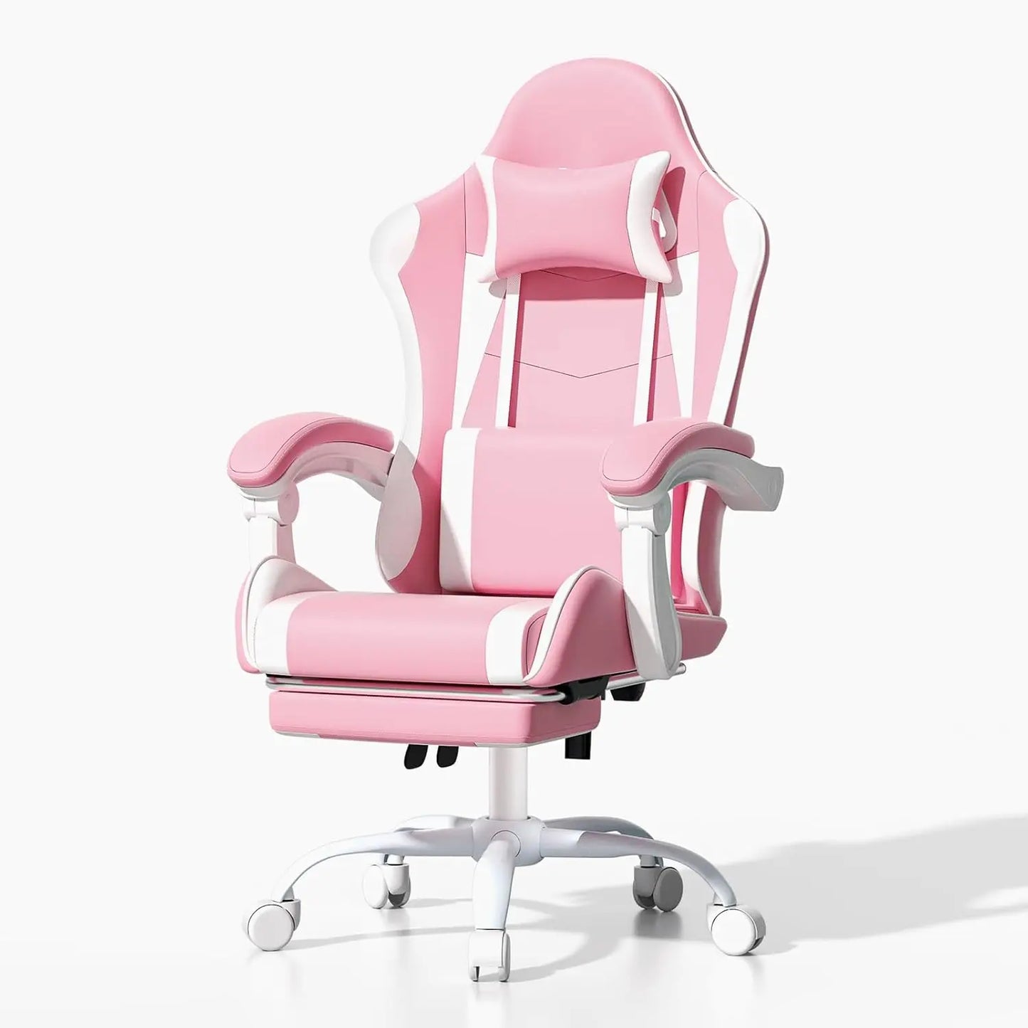 Athena Collection Ergonomic Gaming Chair With Footrest Headrest Lumbar Support