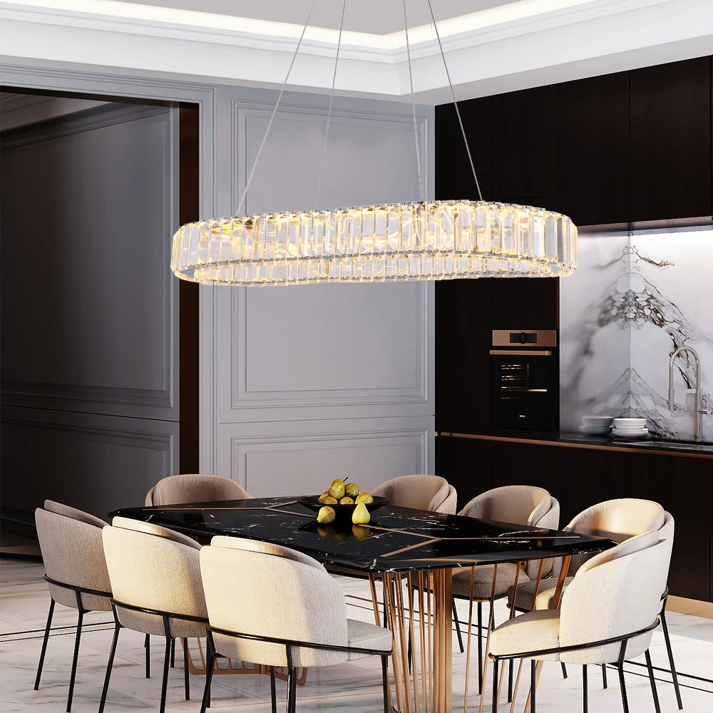 VETRULUS Modern Luxury Crystal Oval LED Chandelier Ceiling Lamp