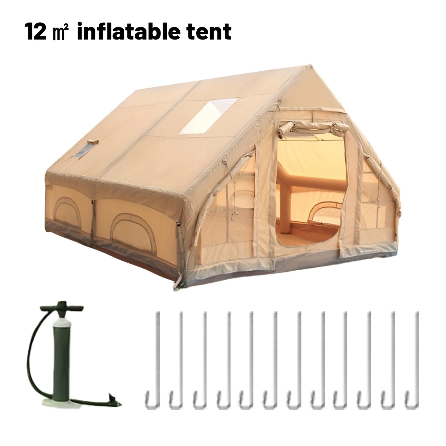 Pakicetus Inflatable Camping Tent With Stove Plug Quick Setup