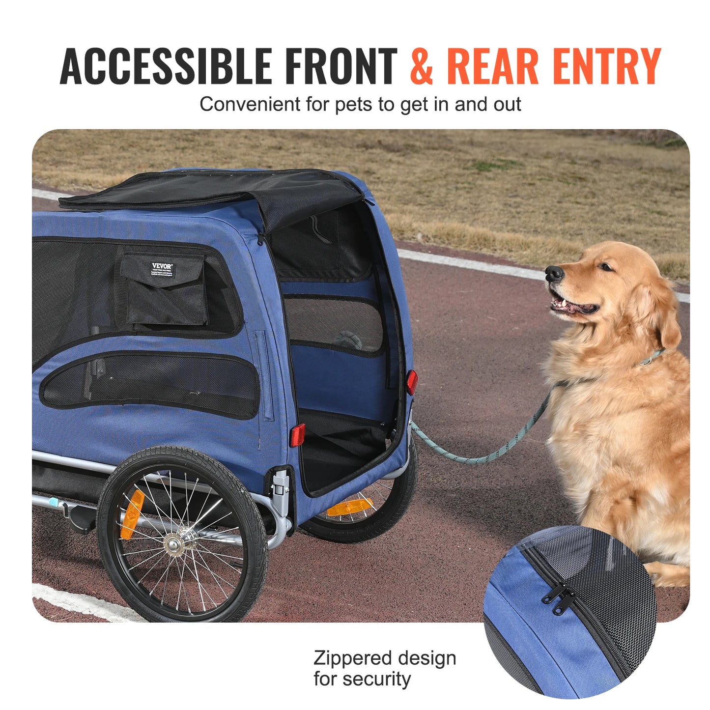 Pet Cart Bicycle Carrier Dog Trailer With Coupler Reflectors Flag 100 Lbs