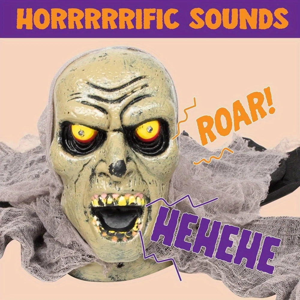 Halloween Decor Groundbreaker Zombie with Sound and Flashing Eyes for Halloween Yard Garden Outdoor Indoor Decorations, Photobooth Props