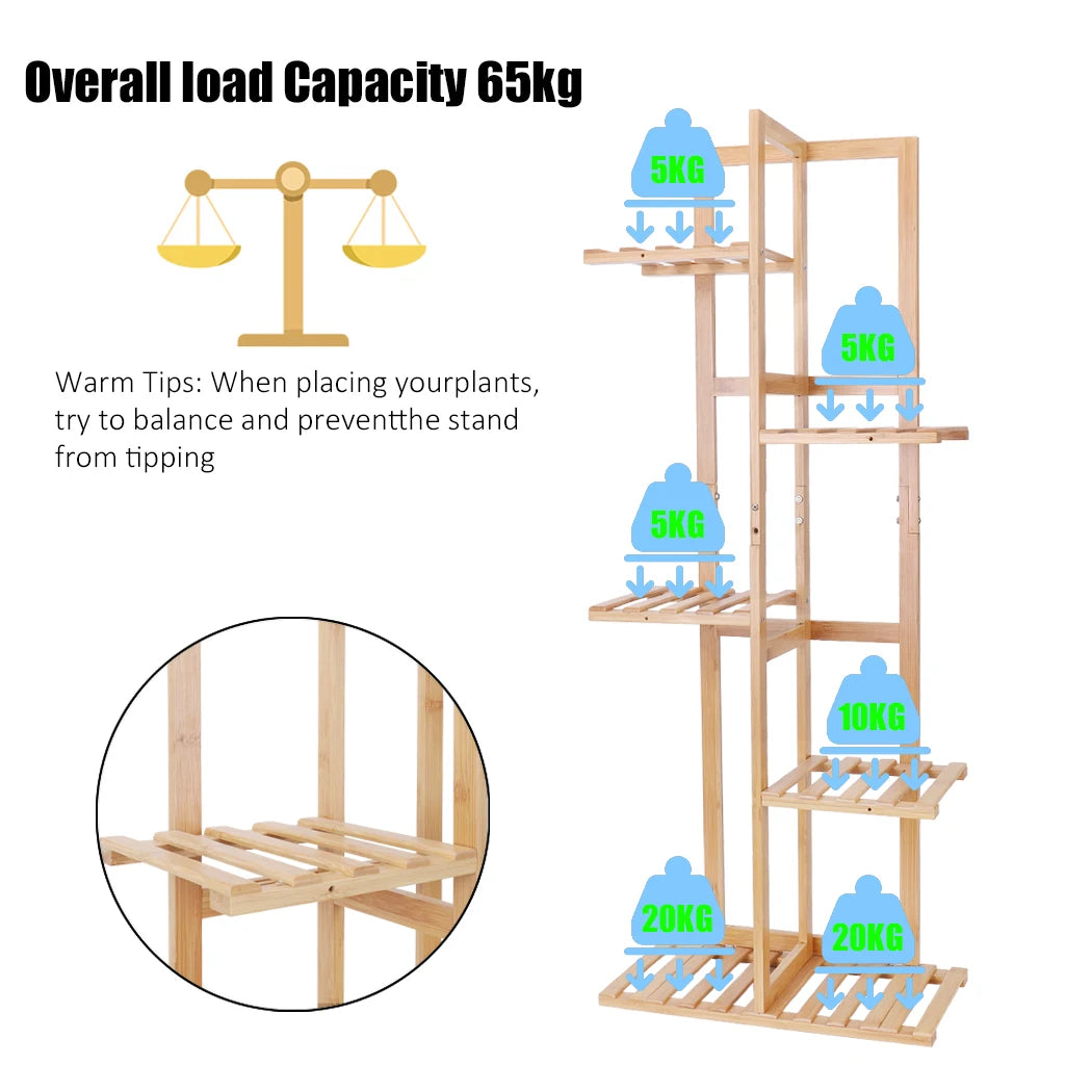 Wisfor Bamboo Tiered Plant Stand Corner Flower Display Rack