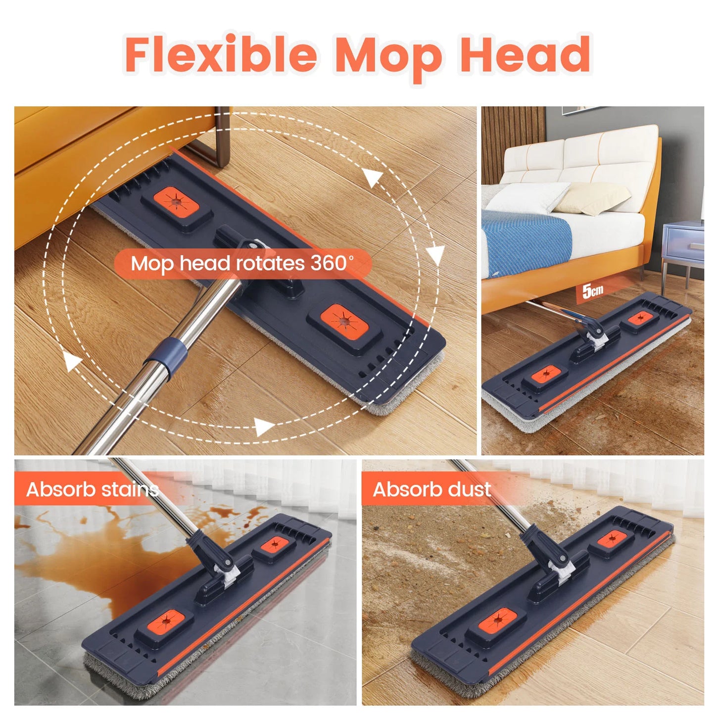 Floor Cleaning Mop With Separate Clean And Dirty Water Bucket