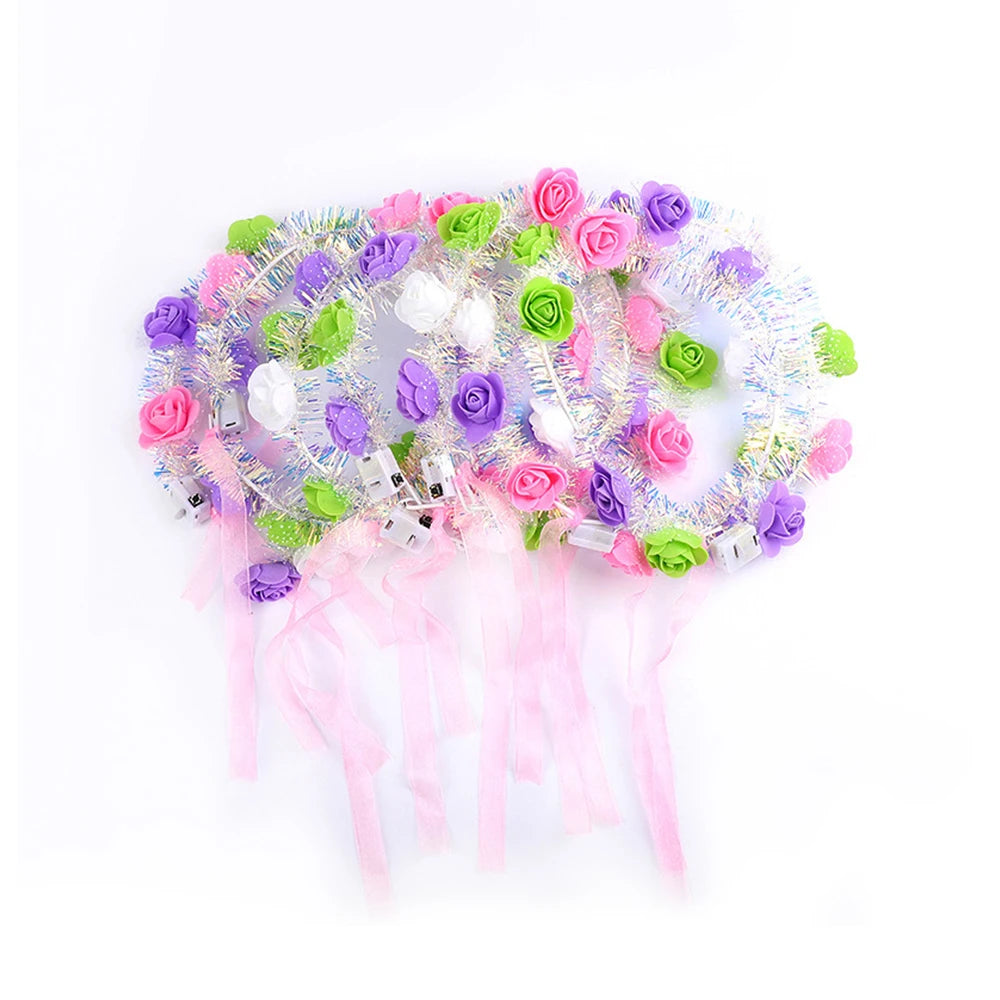 29pcs Sparkling LED Headbands with Rose Rings for Christmas Party Hats, Suitable for Wedding, Birthday, Valentine's Day Headwear