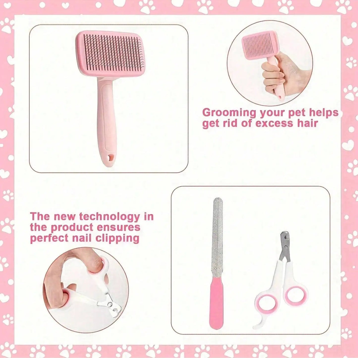 Premium Pet Grooming Kit With Nail Clippers And Flea Comb