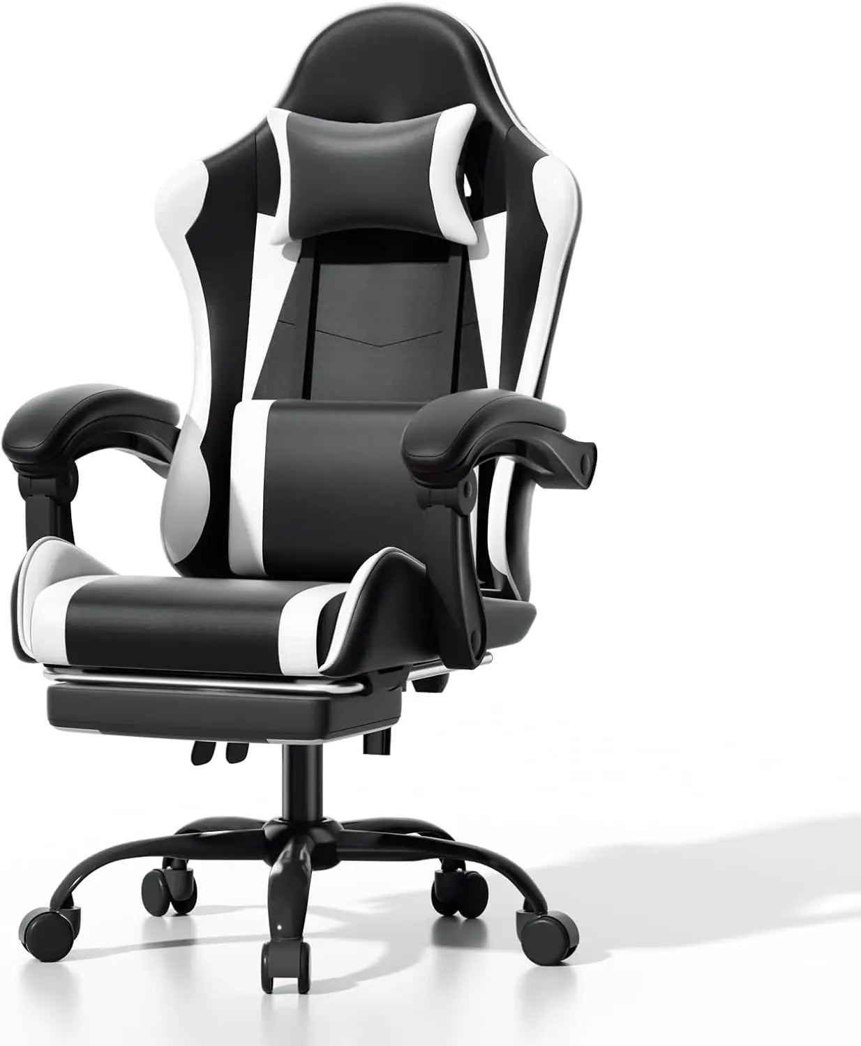 Athena Collection Ergonomic Gaming Chair With Footrest Headrest Lumbar Support