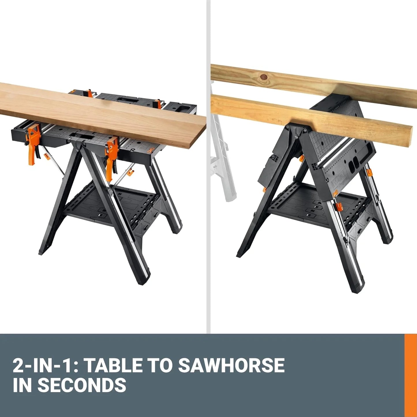 Pegasus 2-In-1 Folding Work Table And Sawhorse Portable Workbench