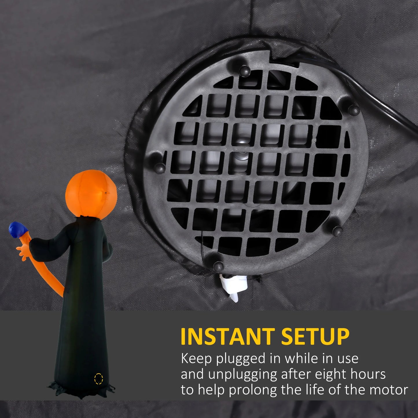 10ft Inflatable Halloween Pumpkin Head Ghost with Hammer, Blow Up LED  Display for Garden Indoor Outdoor