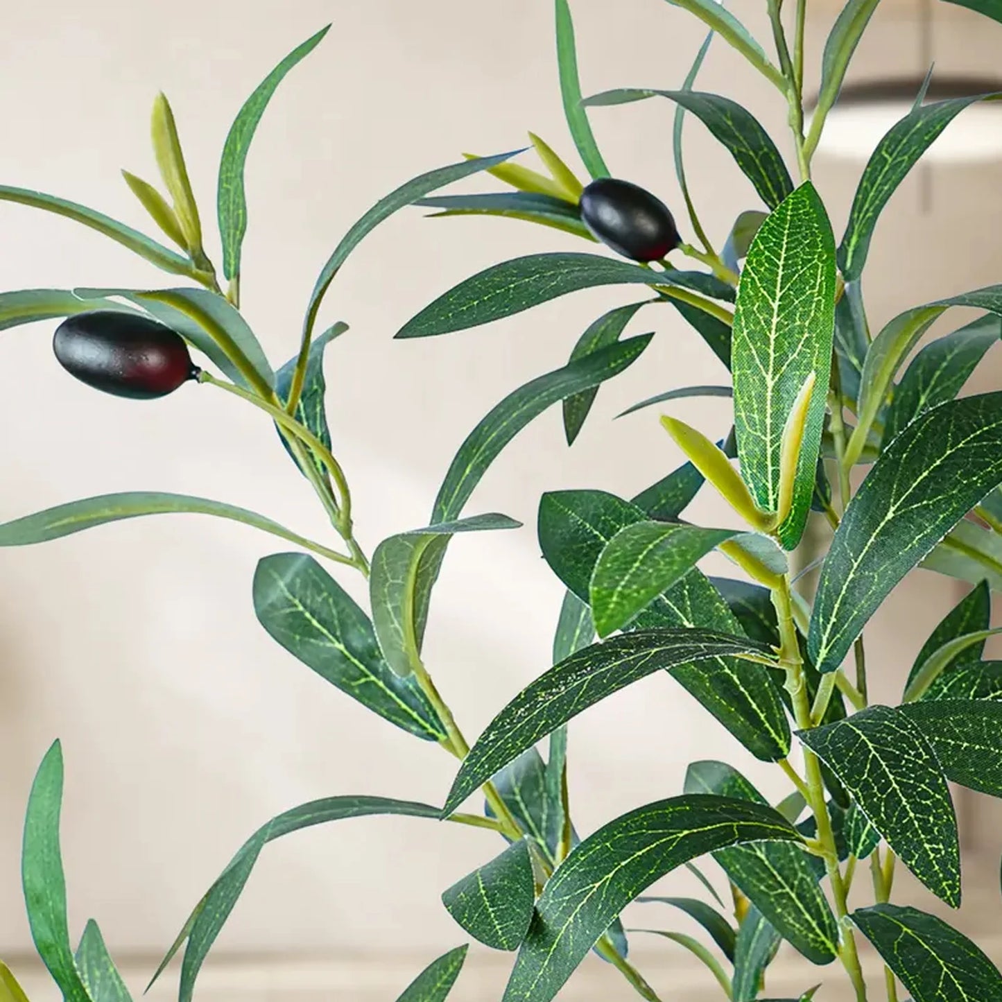 5/6/7/8FT Olive Tree Artificial Indoor Outdoor Faux Olive Tree in Decorative Planter Fluffy Artificial Plants with Natural Wood Trunk and PE Lifelike Fruits for Home Living Room Office Decor