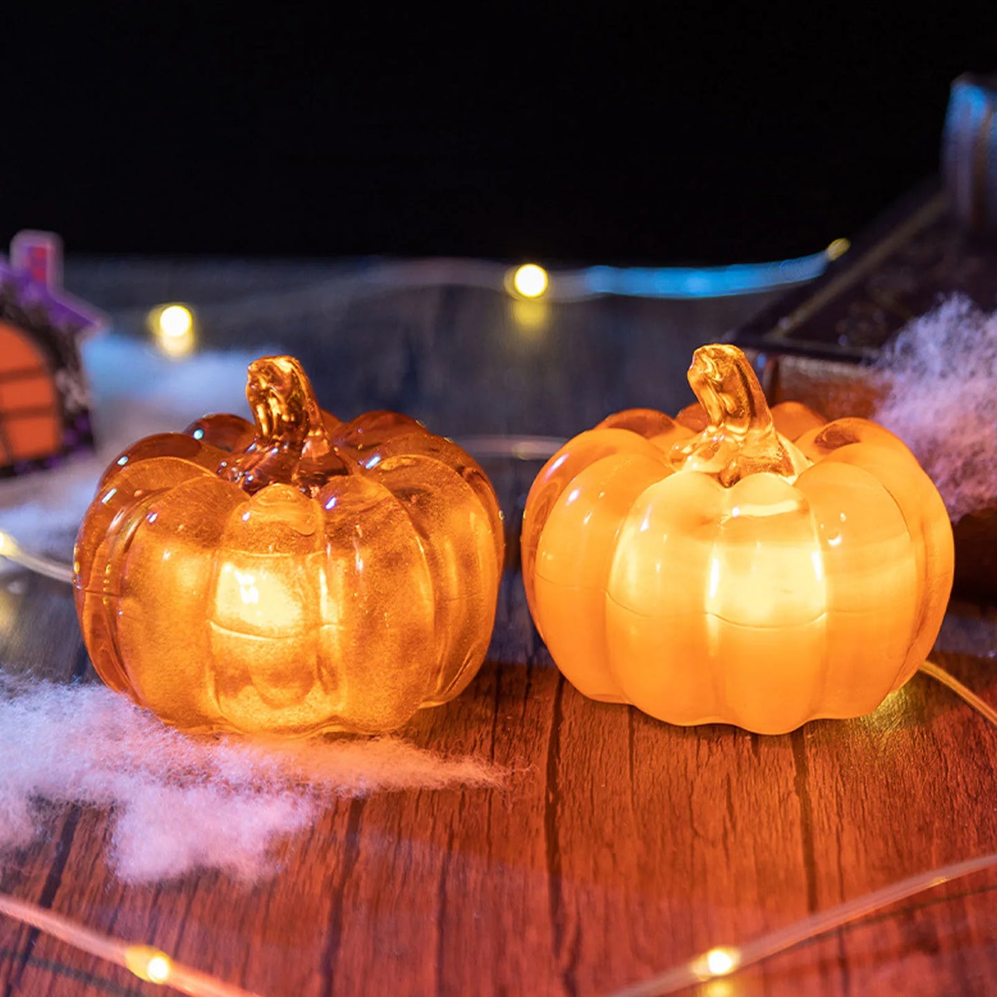 5Pairs LED Pumpkin Lamps Battery Powered Luminous Decor Light for Indoor Outdoor Tabletop Holiday Decoration Pumpkin Decor Light