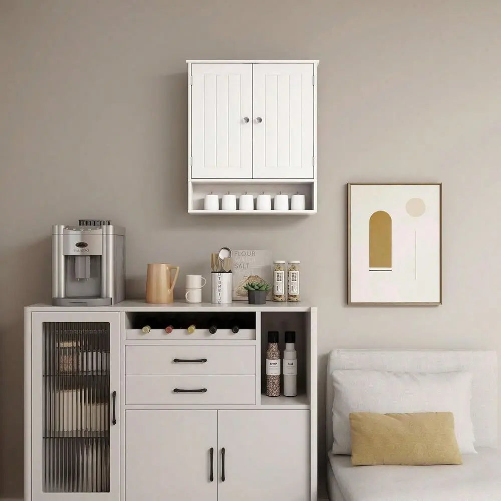 Wood Over Toilet Bathroom Cabinet Storage With 2 Doors And Adjustable Shelves