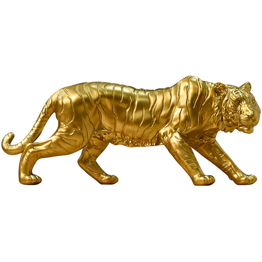 Resin Tiger Casting Animal Figurine Christmas Gift Gold Modern Tiger Sculpture Artworks Collectibles for Home Living Room Decor