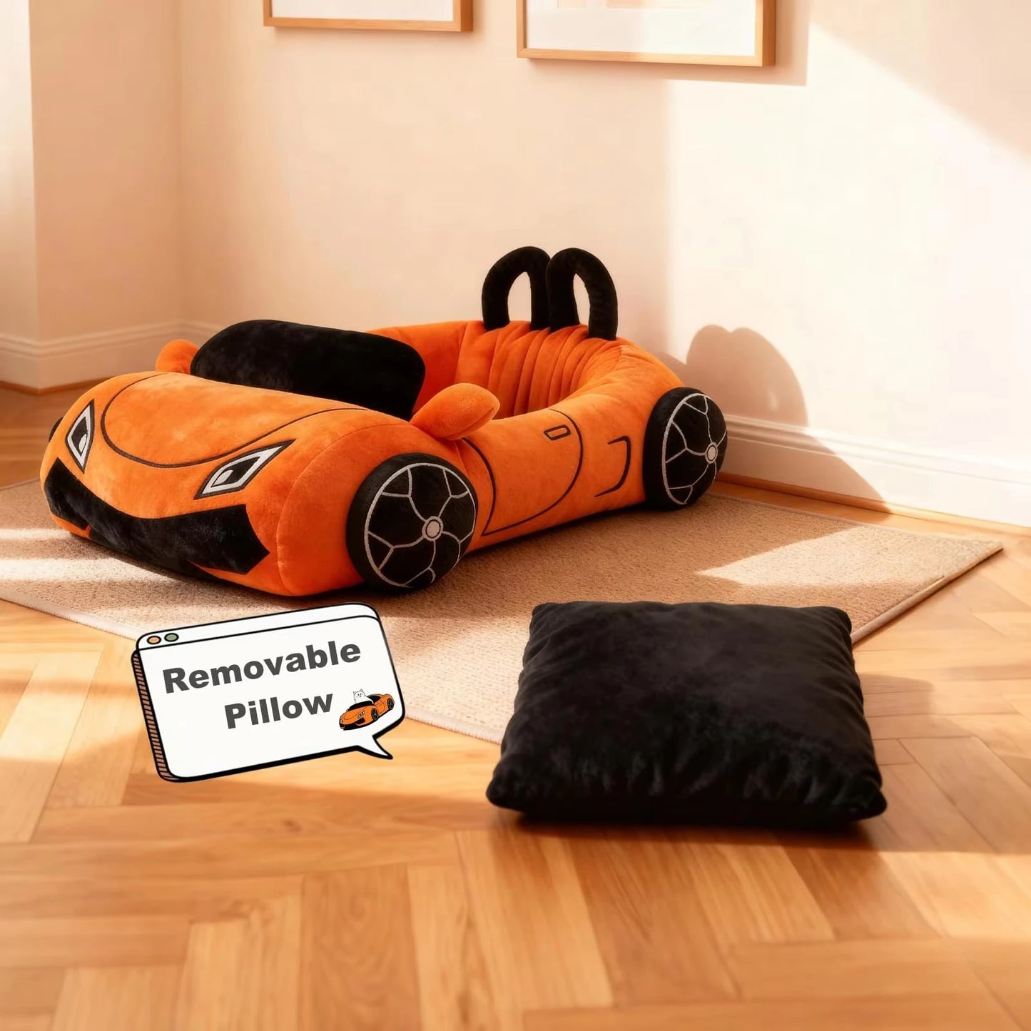CWV Cute Cat Bed Supercar Cozy Pet Mat With Pillow