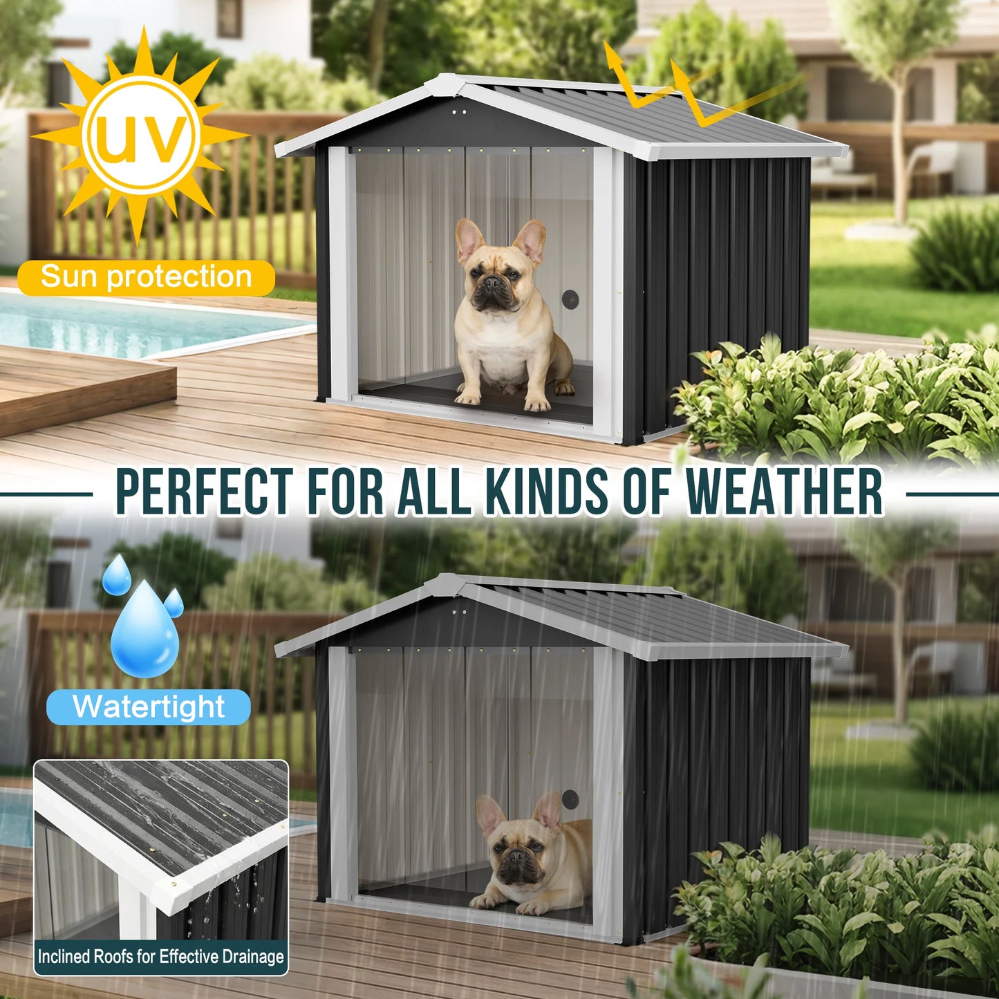 2 In 1 Weatherproof Pet House And Storage Shed Dogs