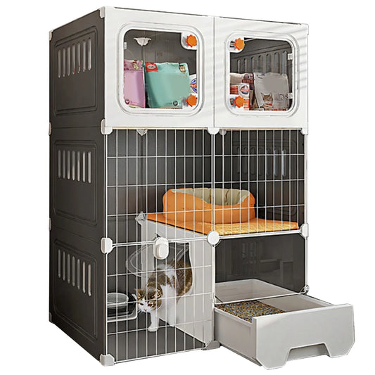 Indoor Cat Cage With Bed DIY Metal Wire Kennel