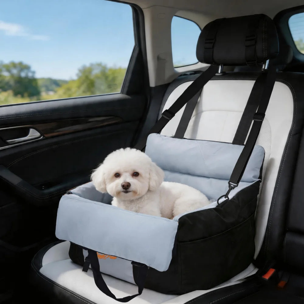 Borwart Portable Dog Car Seat With Safety Belt And Storage