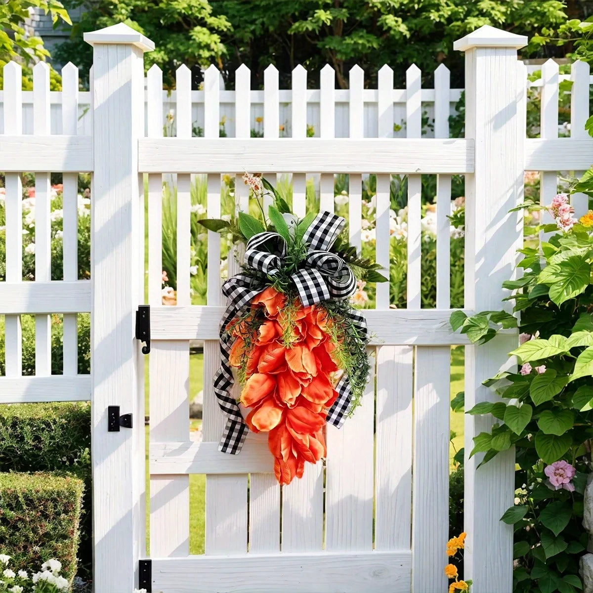 Easter Spring Swag Tulips Wreaths for Front Door, 15.7'' Artificial Spring Summer Door Wreaths with Flowers and Leaves.