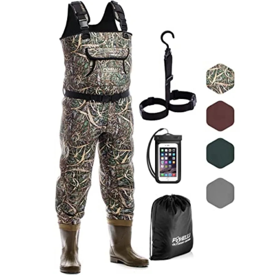 Chest Waders, Waterproof 4mm Neoprene Hunting and Fishing Waders for Men and Women with Boots