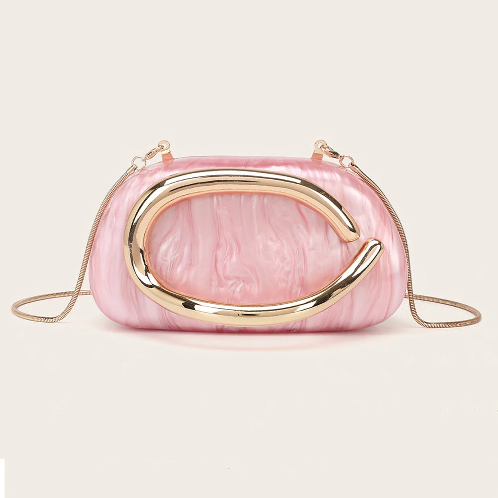 YYW Box Bag Metal Details Crossbody Evening Handbag
